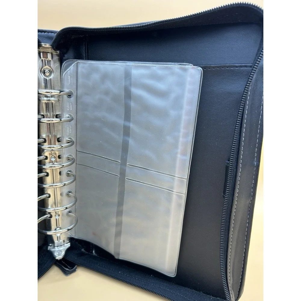 Franklin Covey Black 7 Ring Binder Planner Organizer Handles Zip Tote w/Handles